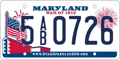 MD license plate 5AB0726