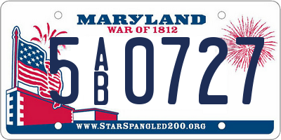 MD license plate 5AB0727