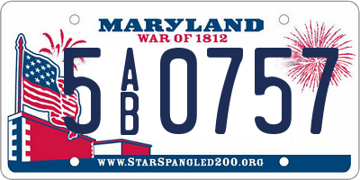 MD license plate 5AB0757