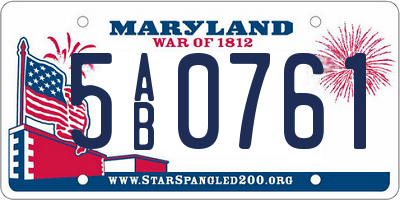 MD license plate 5AB0761