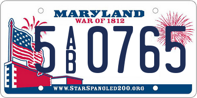 MD license plate 5AB0765