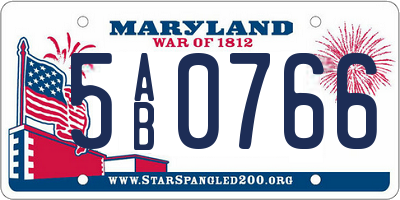 MD license plate 5AB0766