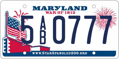 MD license plate 5AB0777