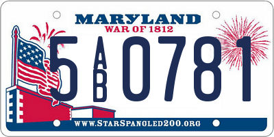 MD license plate 5AB0781