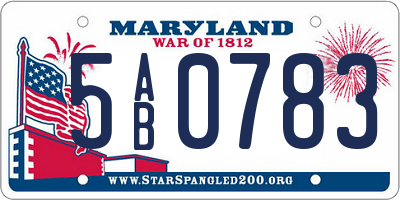 MD license plate 5AB0783