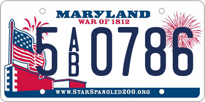 MD license plate 5AB0786