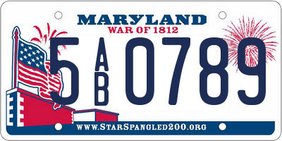 MD license plate 5AB0789