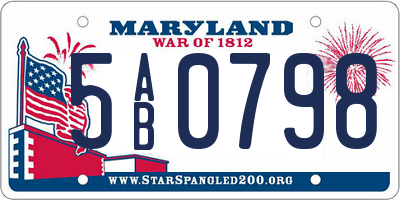 MD license plate 5AB0798