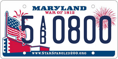 MD license plate 5AB0800
