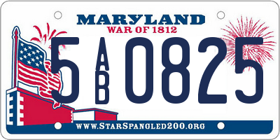MD license plate 5AB0825