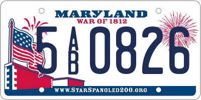 MD license plate 5AB0826