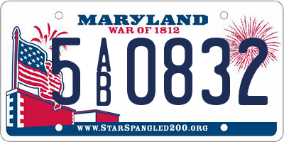 MD license plate 5AB0832