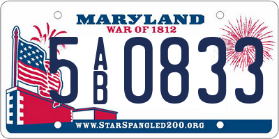MD license plate 5AB0833