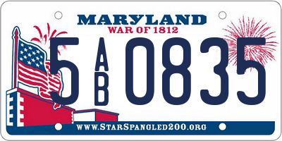 MD license plate 5AB0835