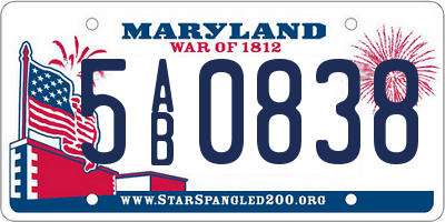 MD license plate 5AB0838