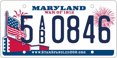 MD license plate 5AB0846