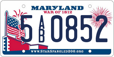 MD license plate 5AB0852