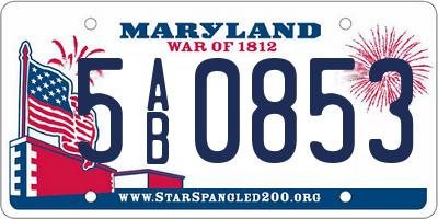 MD license plate 5AB0853