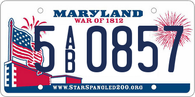 MD license plate 5AB0857