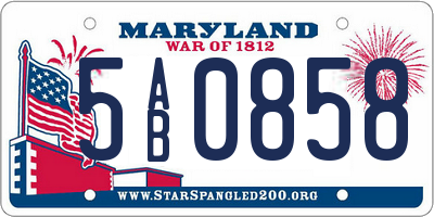 MD license plate 5AB0858