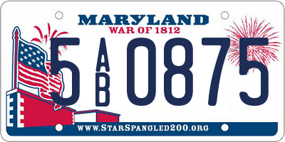 MD license plate 5AB0875