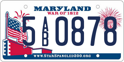 MD license plate 5AB0878