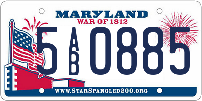 MD license plate 5AB0885