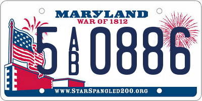 MD license plate 5AB0886