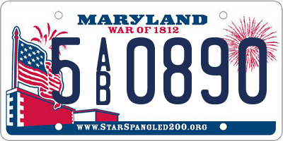 MD license plate 5AB0890
