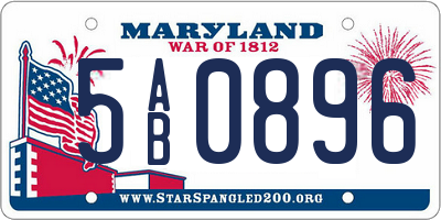 MD license plate 5AB0896