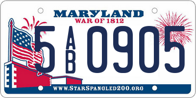 MD license plate 5AB0905