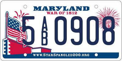 MD license plate 5AB0908