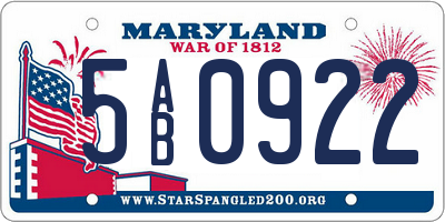 MD license plate 5AB0922