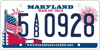 MD license plate 5AB0928