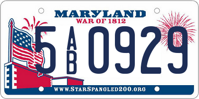 MD license plate 5AB0929