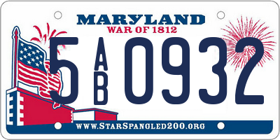 MD license plate 5AB0932