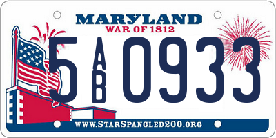 MD license plate 5AB0933