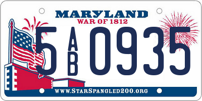 MD license plate 5AB0935