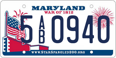 MD license plate 5AB0940