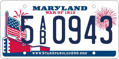MD license plate 5AB0943