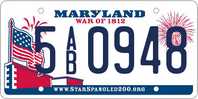 MD license plate 5AB0948