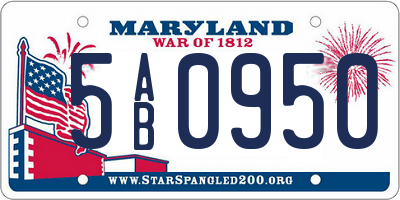 MD license plate 5AB0950