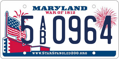 MD license plate 5AB0964