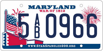 MD license plate 5AB0966