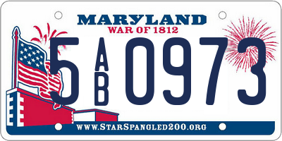 MD license plate 5AB0973