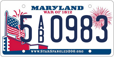 MD license plate 5AB0983