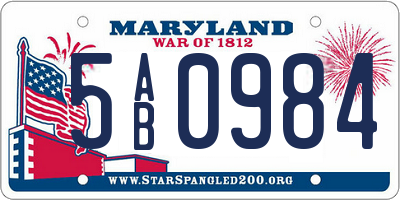 MD license plate 5AB0984