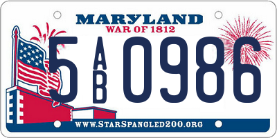MD license plate 5AB0986