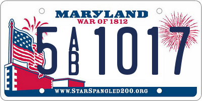 MD license plate 5AB1017