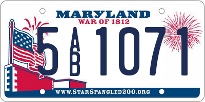 MD license plate 5AB1071